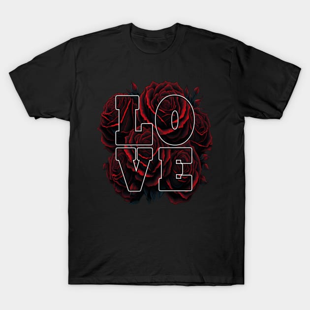 love red rose T-Shirt by hamada_pop